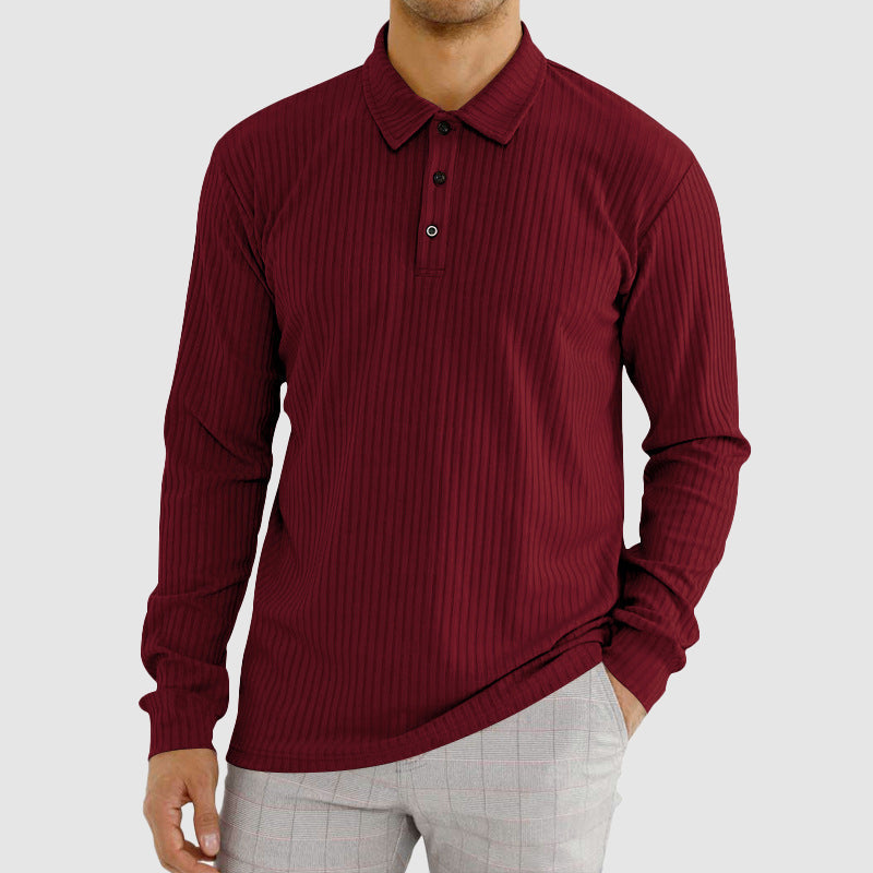 Classic Men’s Long Sleeve Ribbed Polo Shirt