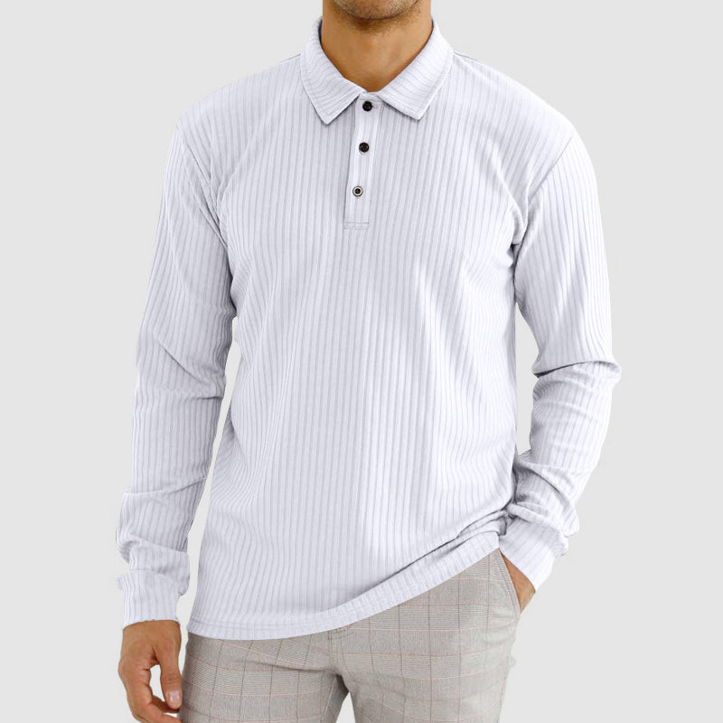 Classic Men’s Long Sleeve Ribbed Polo Shirt