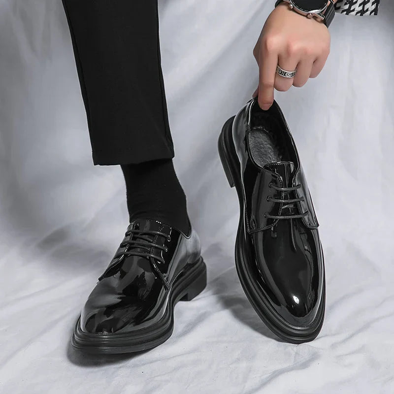 Men’s Patent Lace-Up Derby Dress Shoes