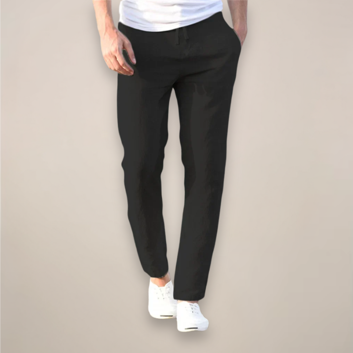 Men’s Linen Drawstring Tapered Trousers