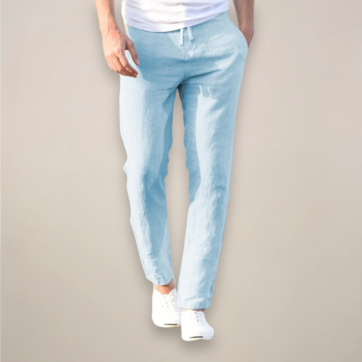 Men’s Linen Drawstring Tapered Trousers