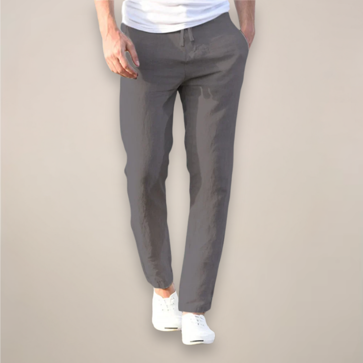 Men’s Linen Drawstring Tapered Trousers