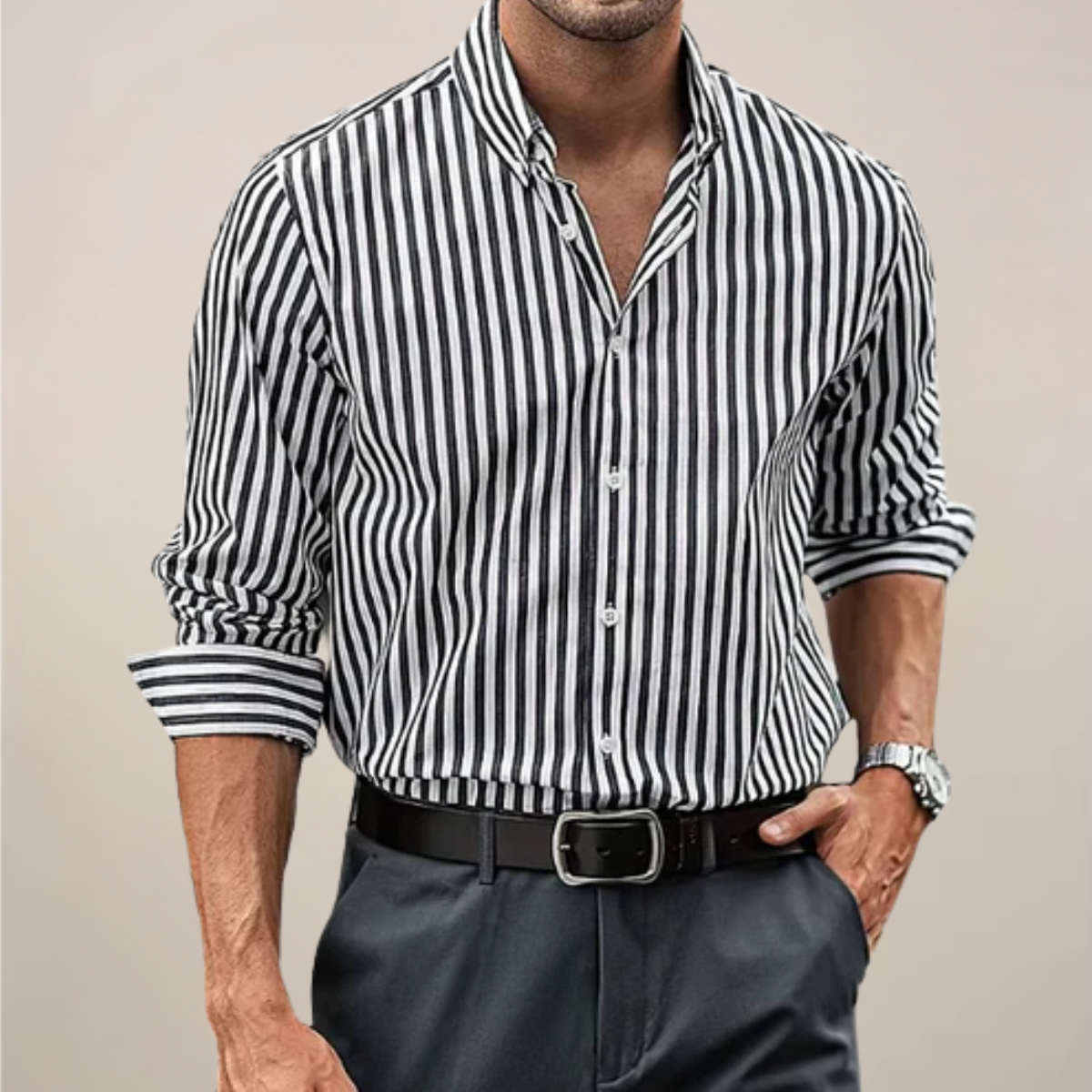 Men’s Striped Long Sleeve Shirt