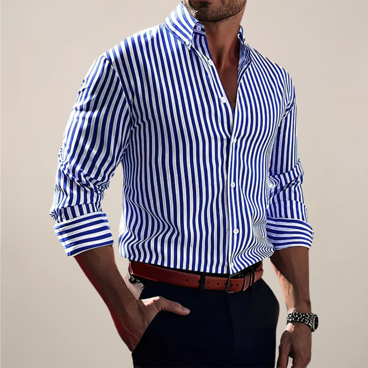 Men’s Striped Long Sleeve Shirt