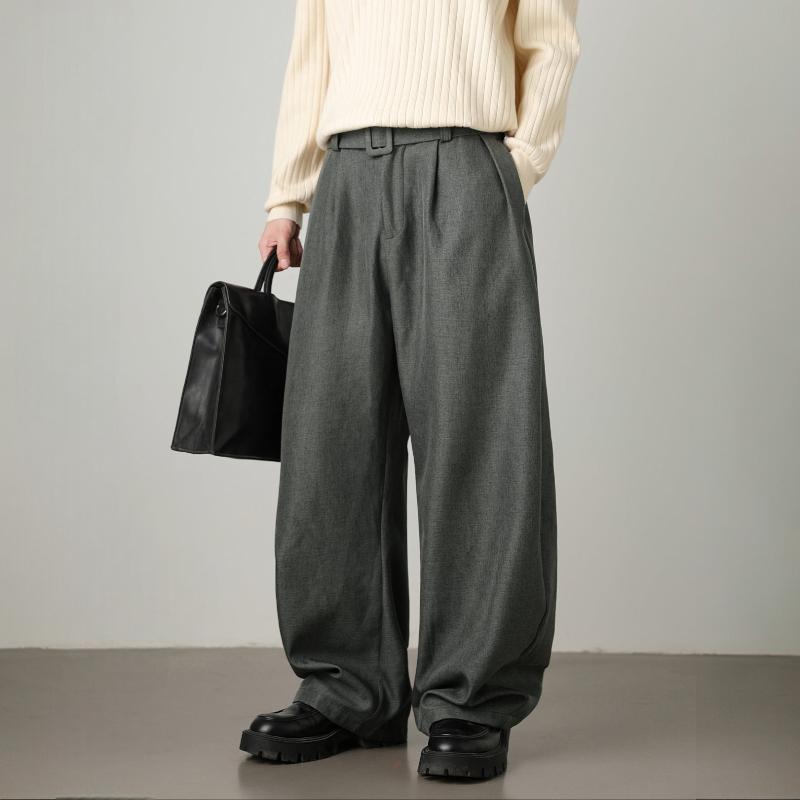 Wide Leg Belted Trousers
