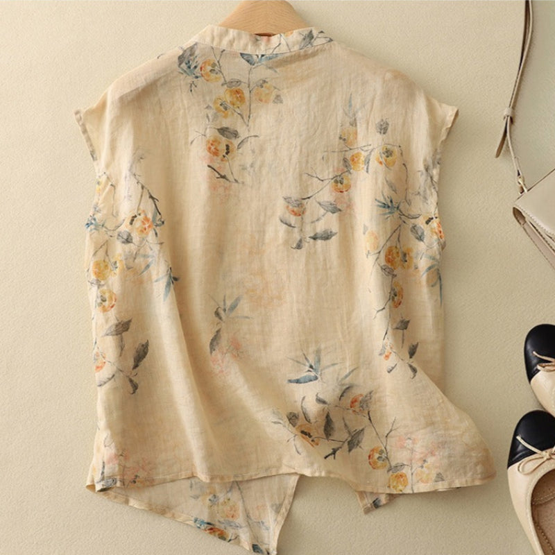 Blouse | Mandarin Collar Asymmetrical Front