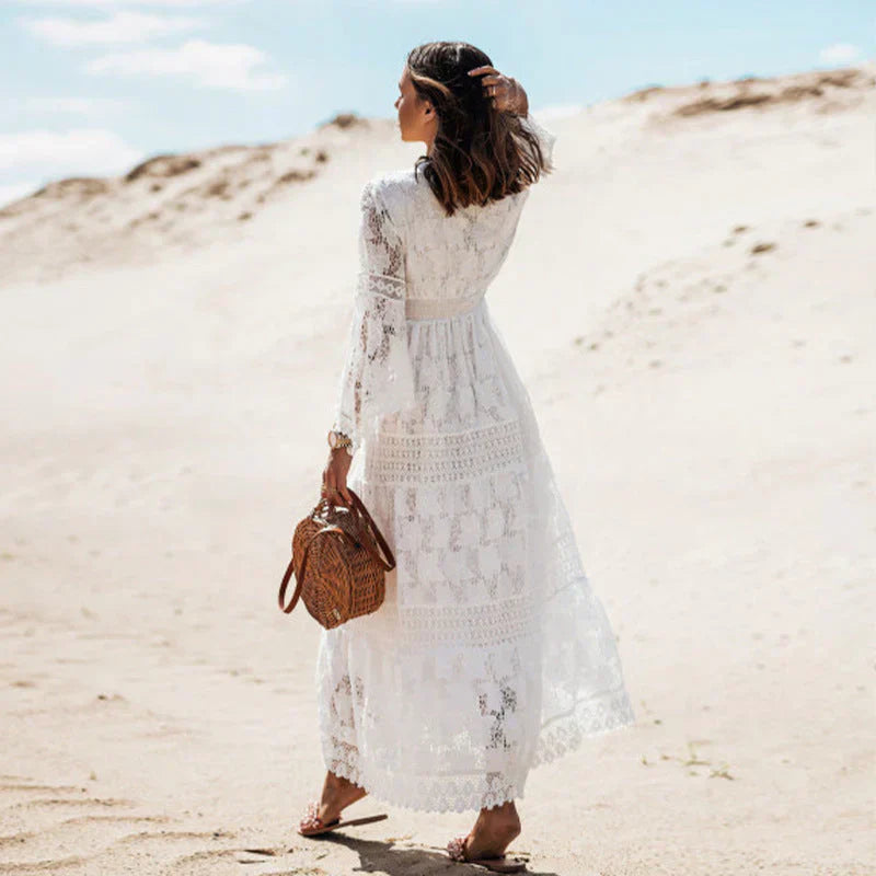 Boho Maxi Dress | Women's Lace V-Neck