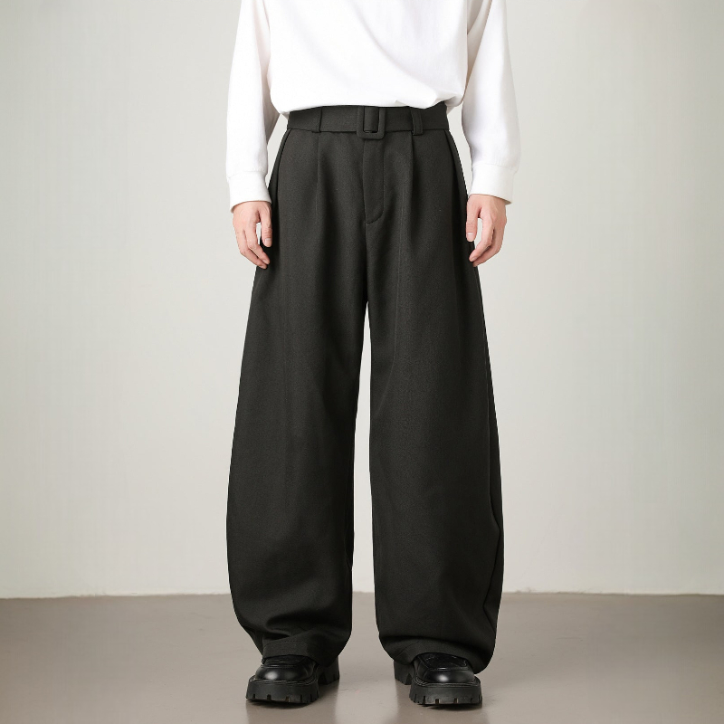 Wide Leg Belted Trousers