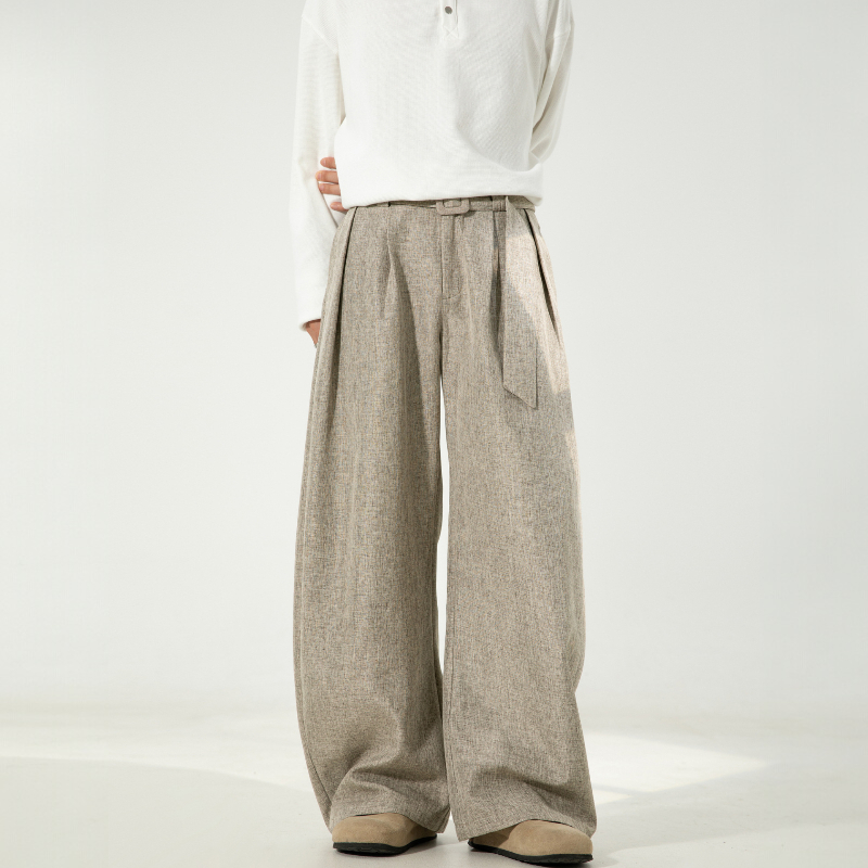 Wide Leg Belted Trousers