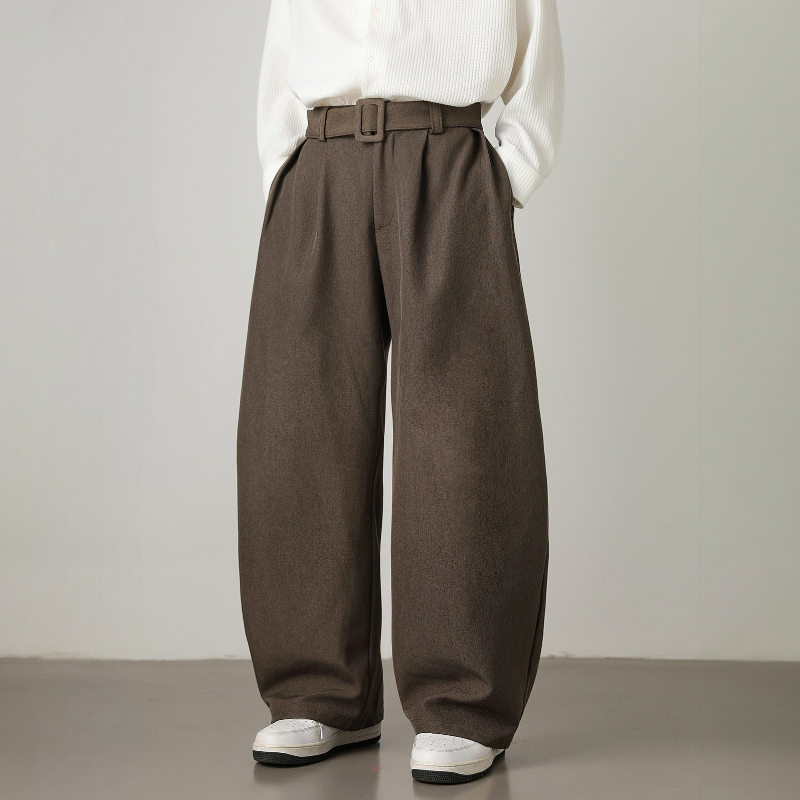 Wide Leg Belted Trousers