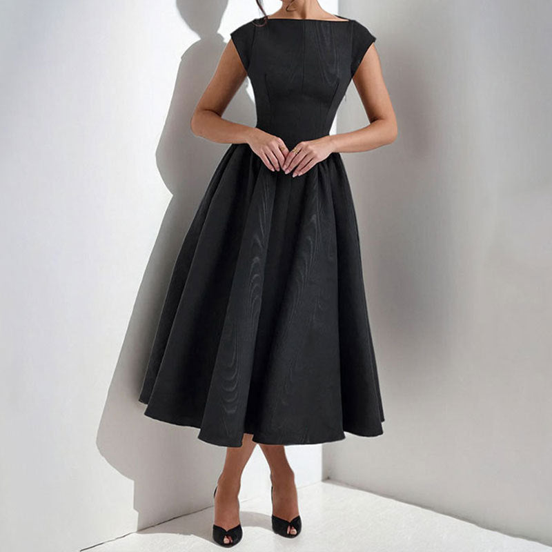 Women's Cap Sleeve Fit and Flare Midi Dress