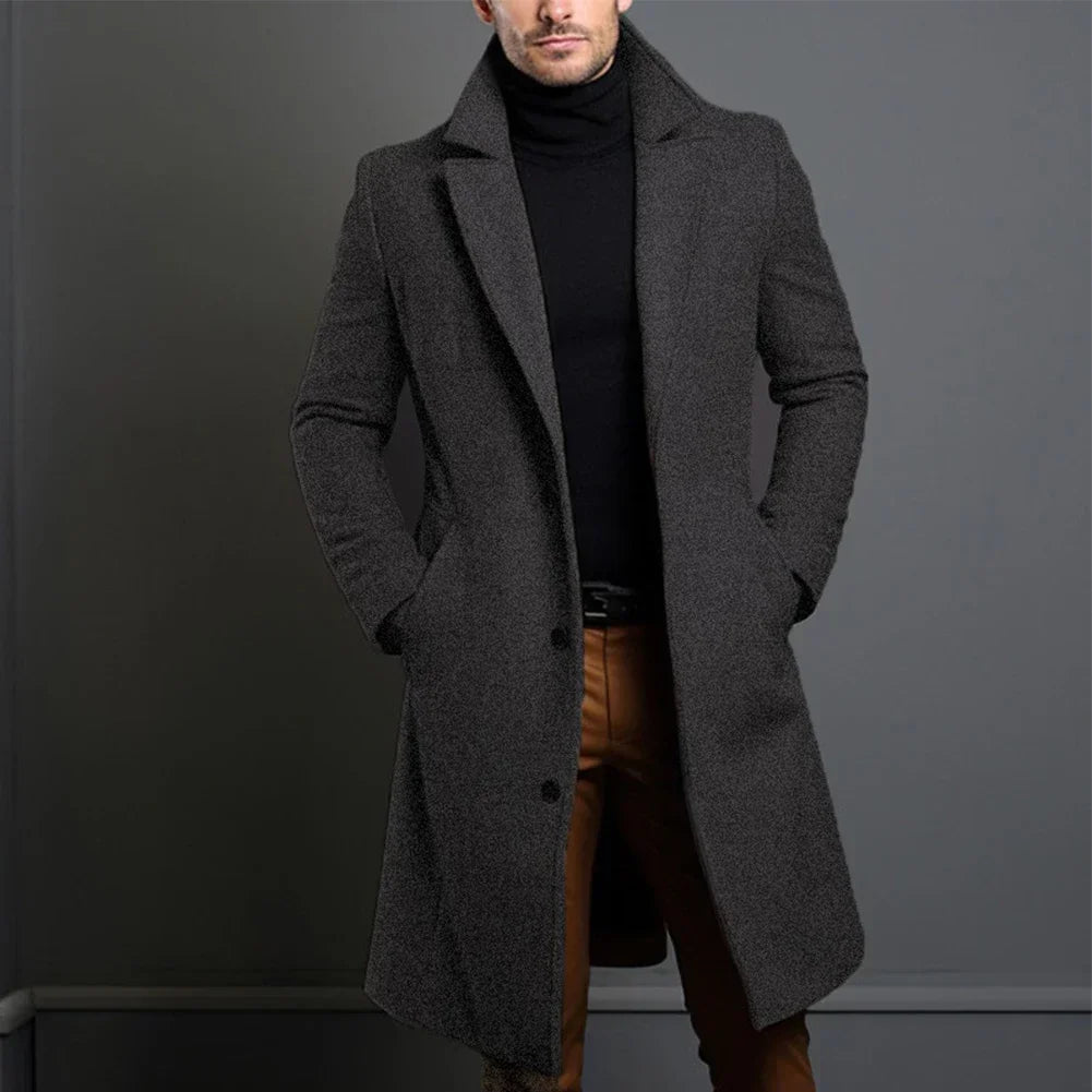 Long Trench Coat | Single Breasted with Structured Lapels