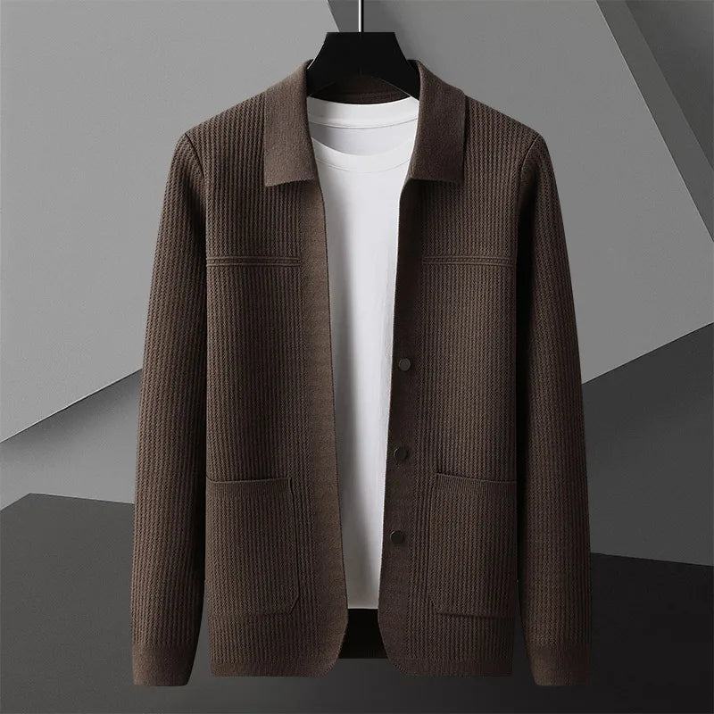 Men's Knit Collared Lightweight Cardigan