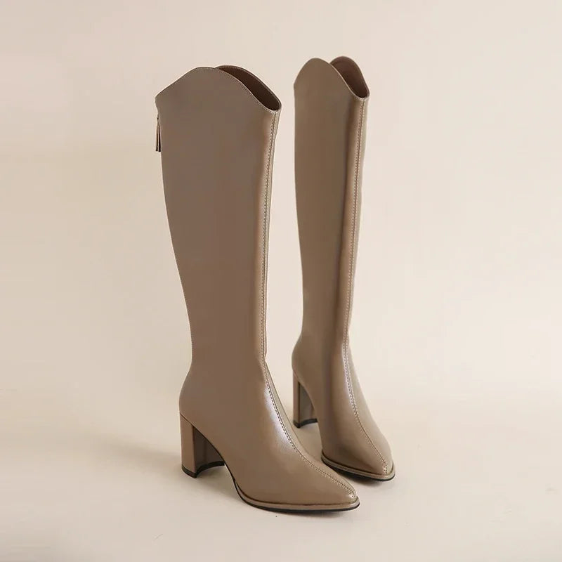 Women's Block Heel Knee High Boots