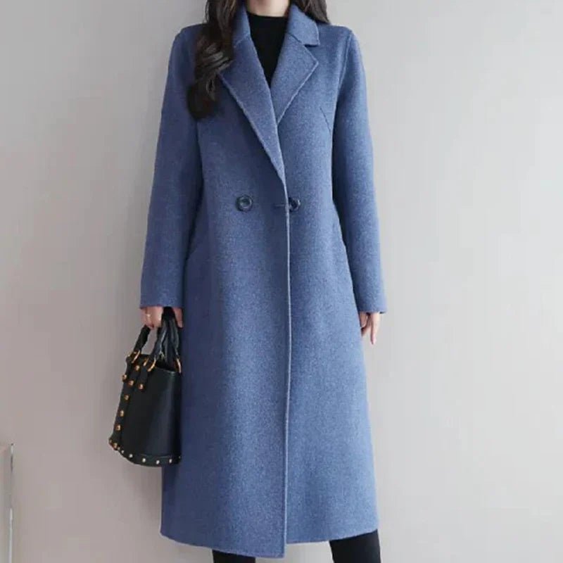 Long Winter Coat | Classic Double Button Style