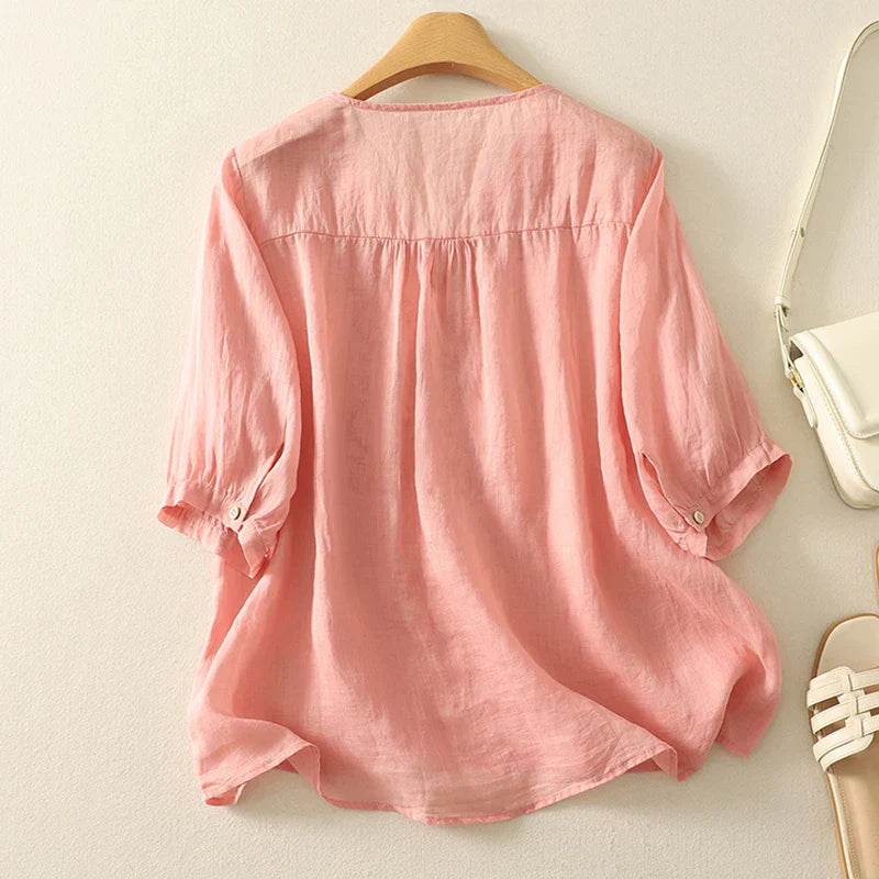 Women's V-Neck Embroidered Blouse