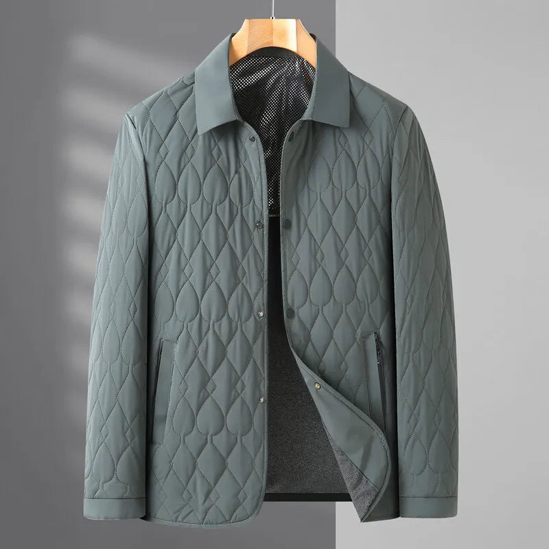 Collared Quilted Jacket Zip Front