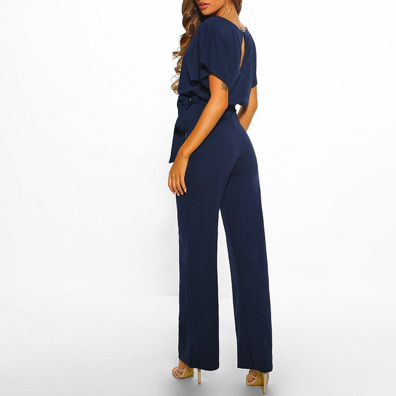 Women's Elegant Belted Jumpsuit | Wide Leg