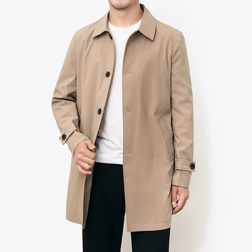 Trench Coat | Mid Length Button Front with Smart Fit
