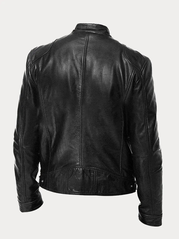 Biker Jacket | Classic Zip Front with Stand Collar