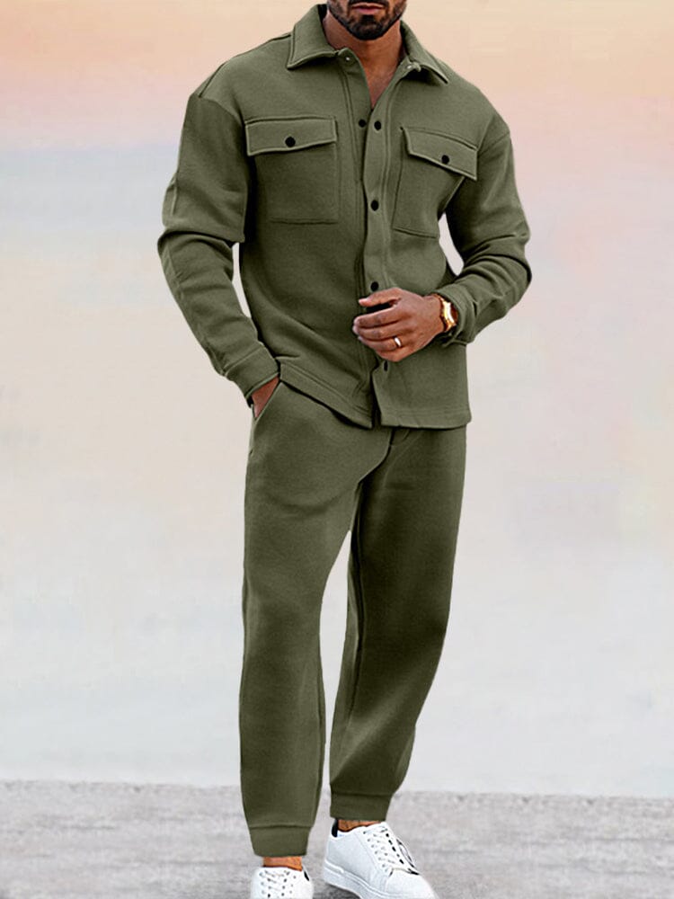 Tracksuit Set | Long Sleeve Shirt with Relaxed Fit Trousers