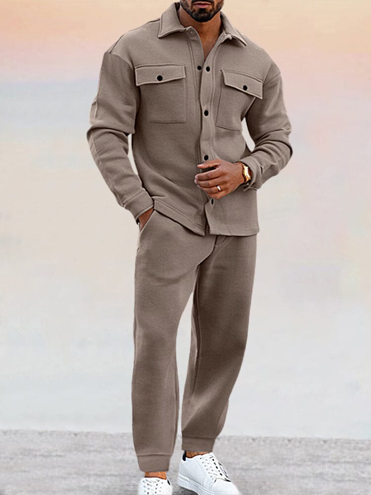 Tracksuit Set | Long Sleeve Shirt with Relaxed Fit Trousers
