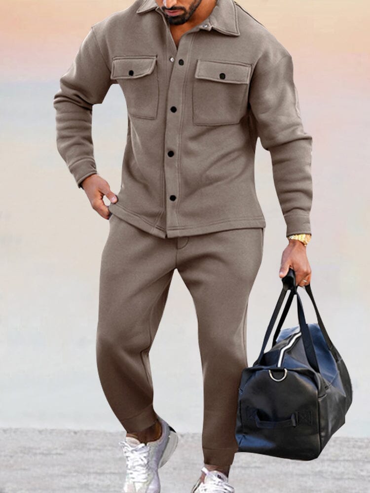 Tracksuit Set | Long Sleeve Shirt with Relaxed Fit Trousers