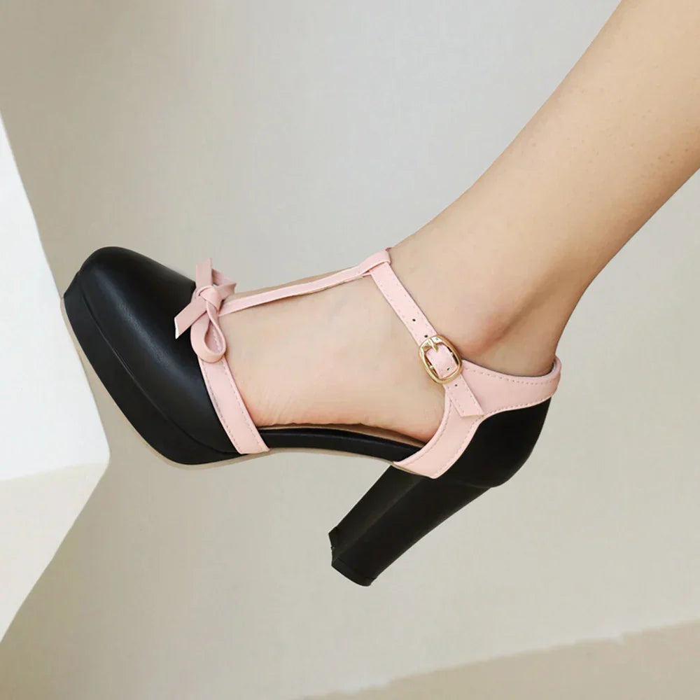 Women’s High Heel T-Strap Pumps