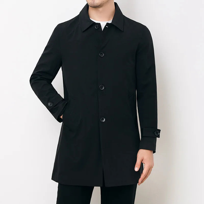Trench Coat | Mid Length Button Front with Smart Fit