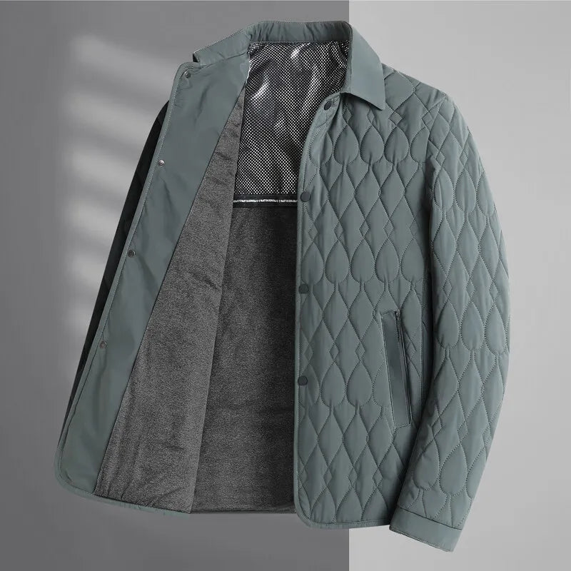 Collared Quilted Jacket Zip Front