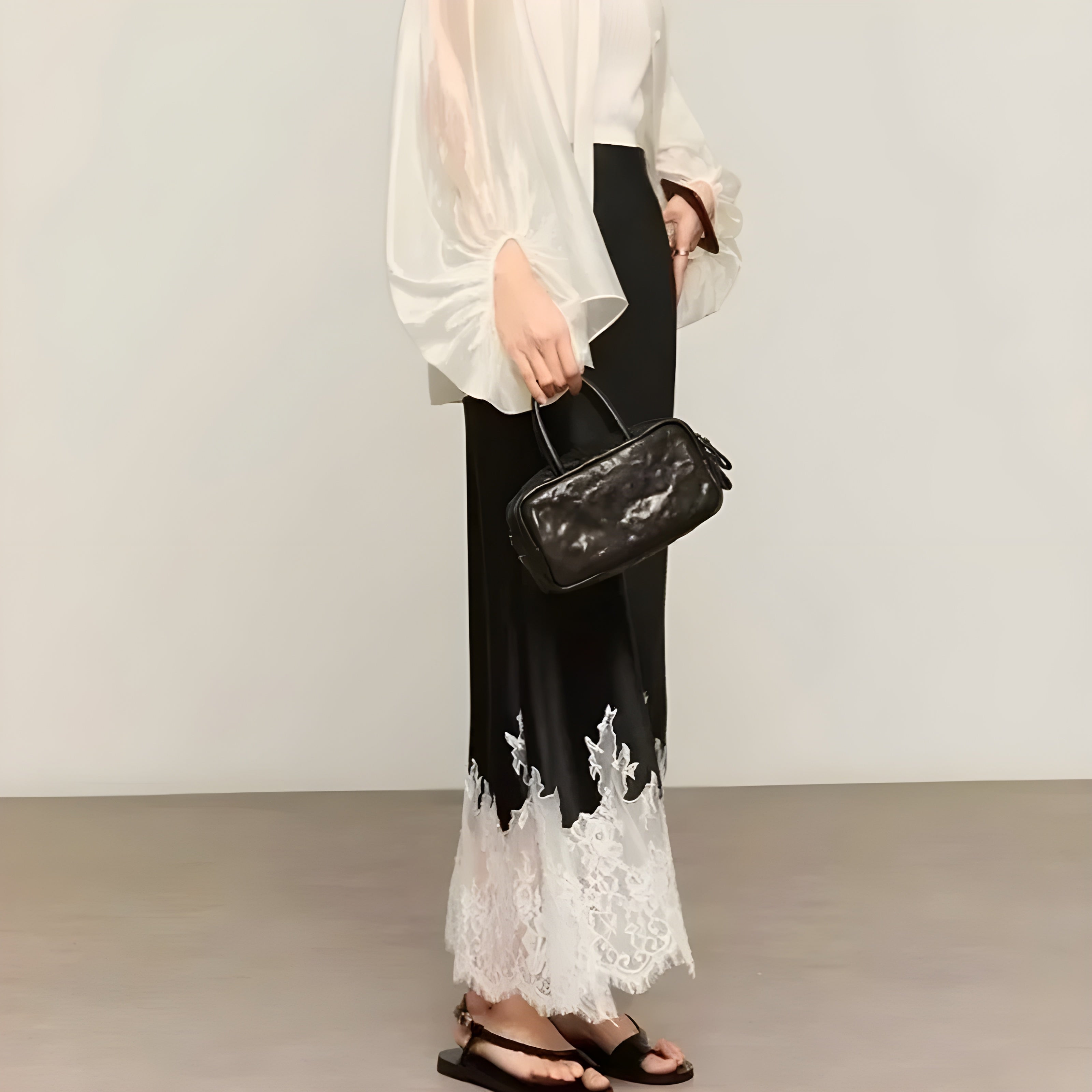Lace Satin Skirt