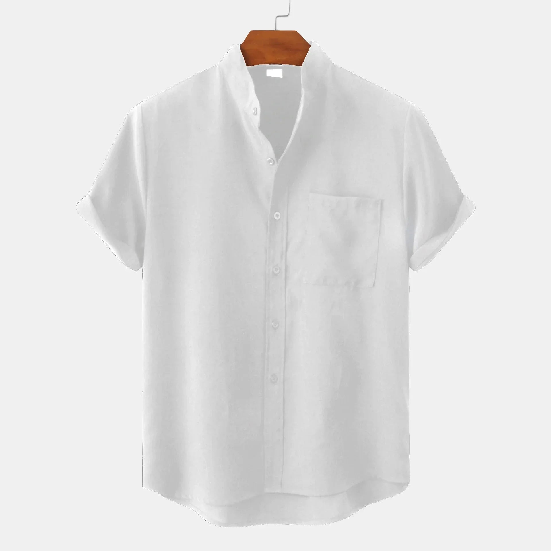 Men’s Relaxed Linen Band Collar Shirt