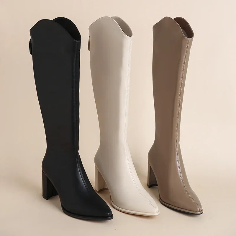 Women's Block Heel Knee High Boots