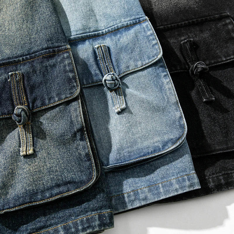 Vintage-Wash Denim Kimono Jacket