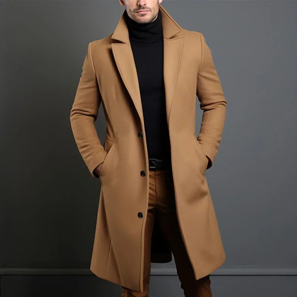 Long Trench Coat | Single Breasted with Structured Lapels