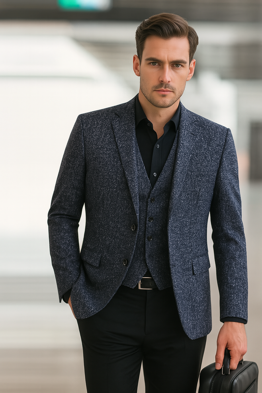 Slim Fit Notched Lapel Blazer