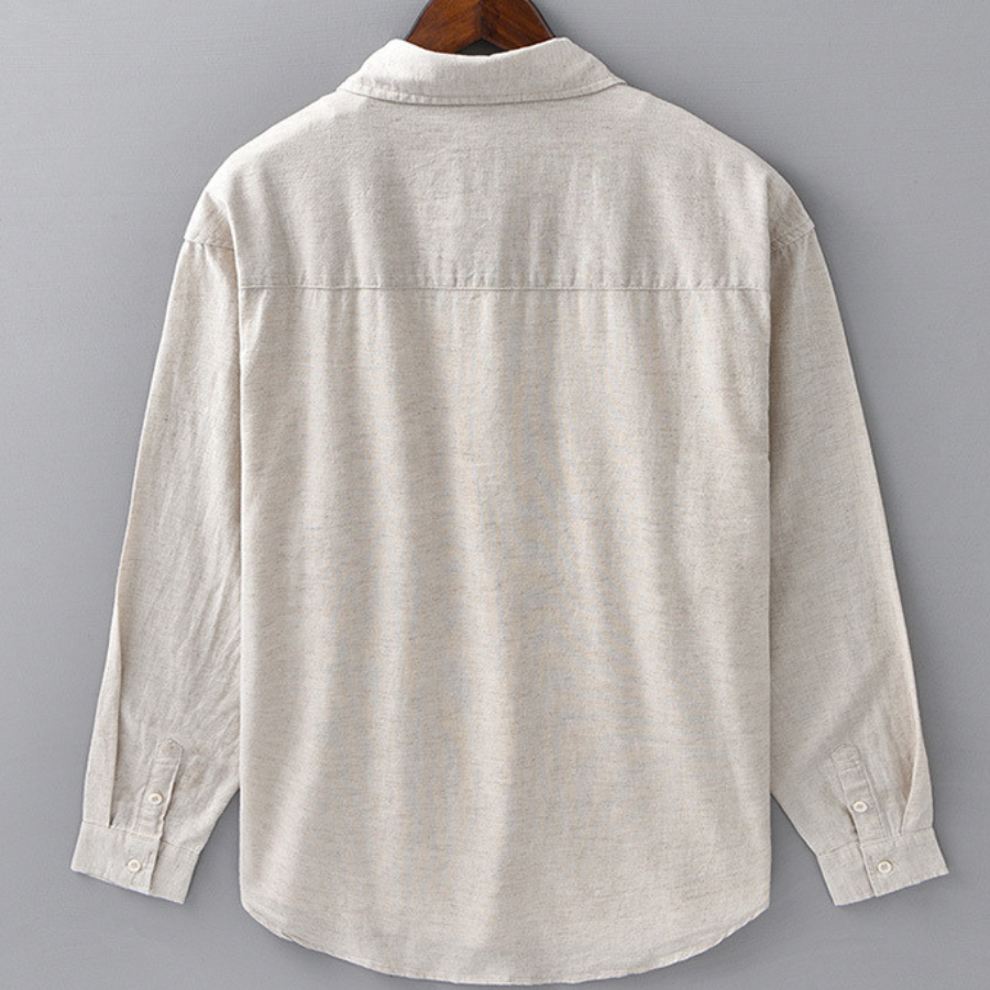 Men’s Long Sleeve Linen Pocket Shirt