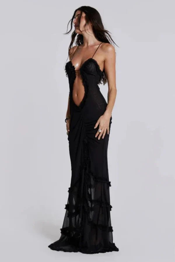 Women's Sheer Animal Print Maxi Dress