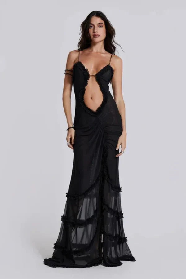 Women's Sheer Animal Print Maxi Dress