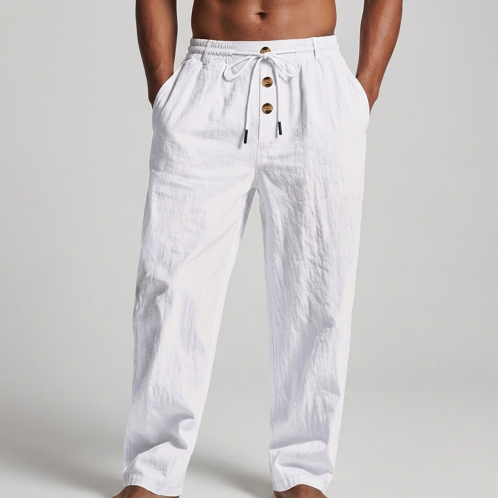 Men’s Linen Wide-Leg Drawstring Pants