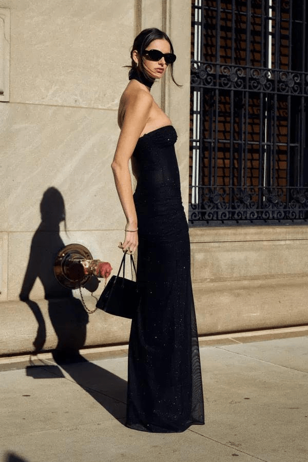 Women's Strapless Sequin Maxi Dress