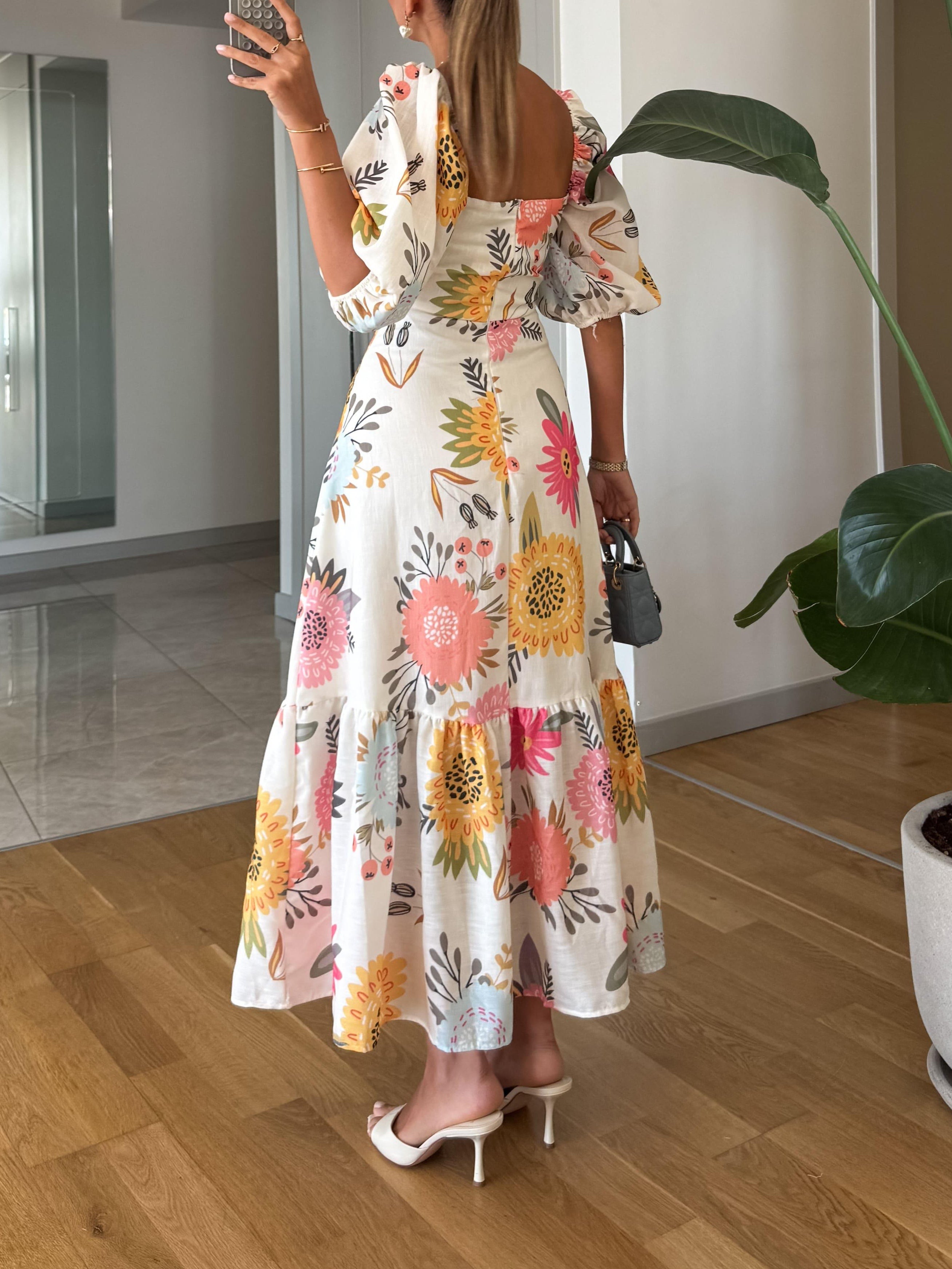 Women’s Square Neck Floral Maxi Dress