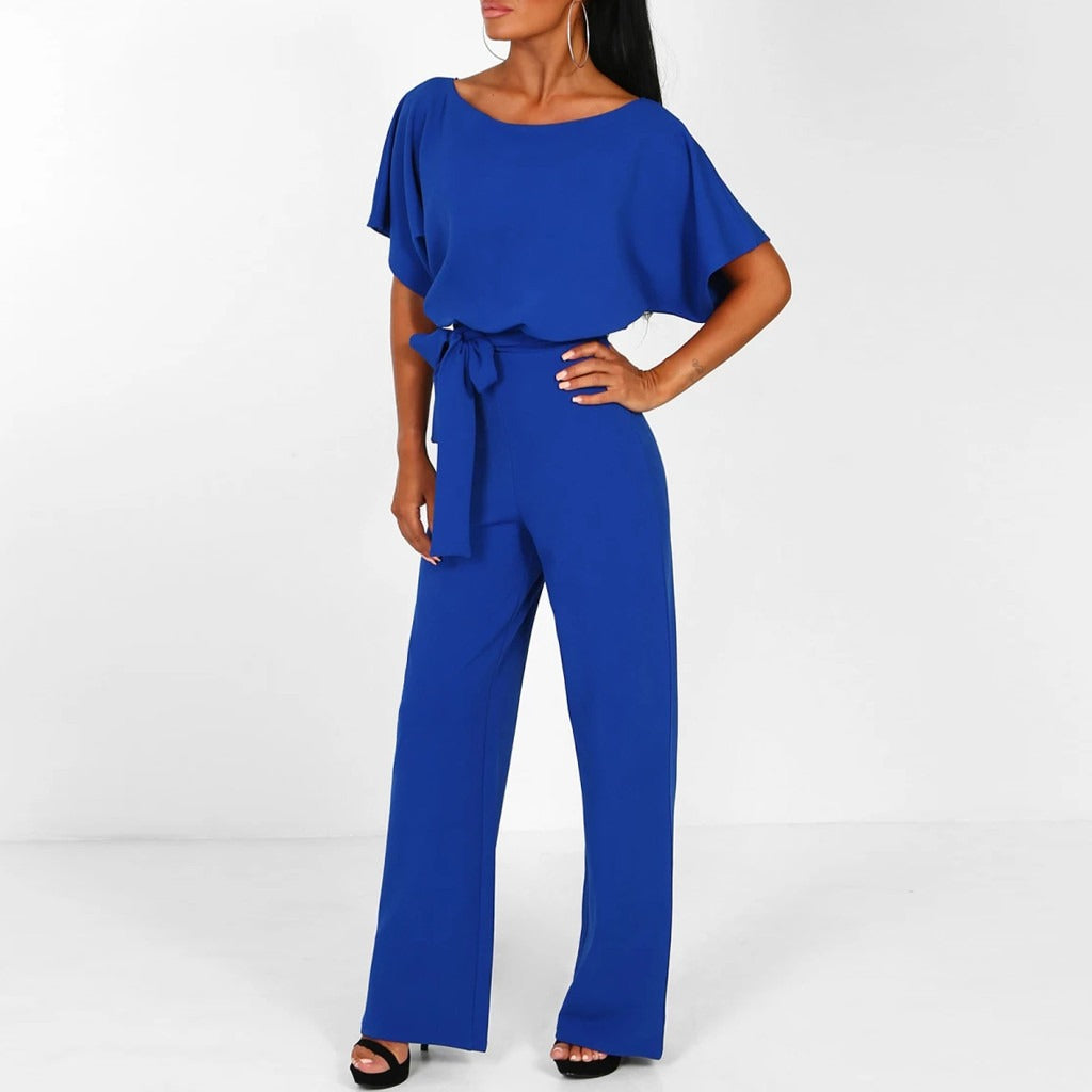 Women's Elegant Belted Jumpsuit | Wide Leg