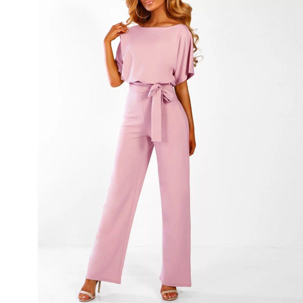 Women's Elegant Belted Jumpsuit | Wide Leg