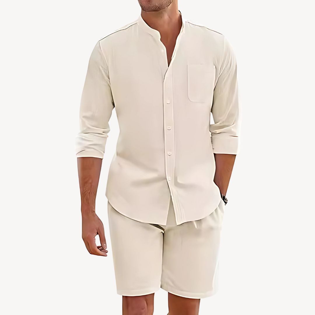 Men's Long Sleeve Shirt & Shorts Set