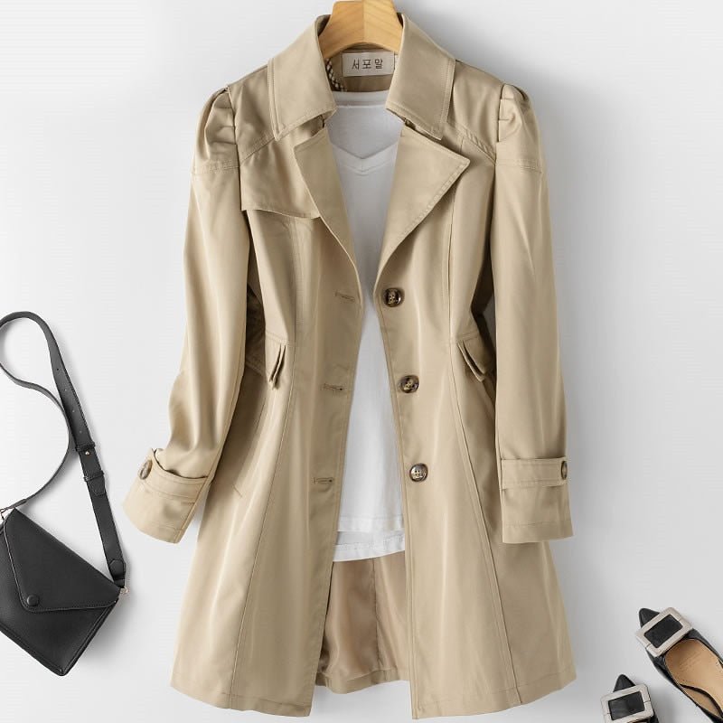 Long Trench Coat | Single Button Front with Tailored Style