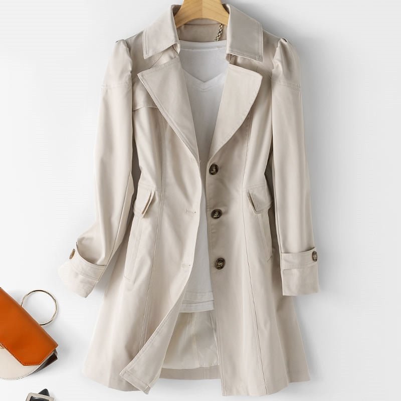 Long Trench Coat | Single Button Front with Tailored Style