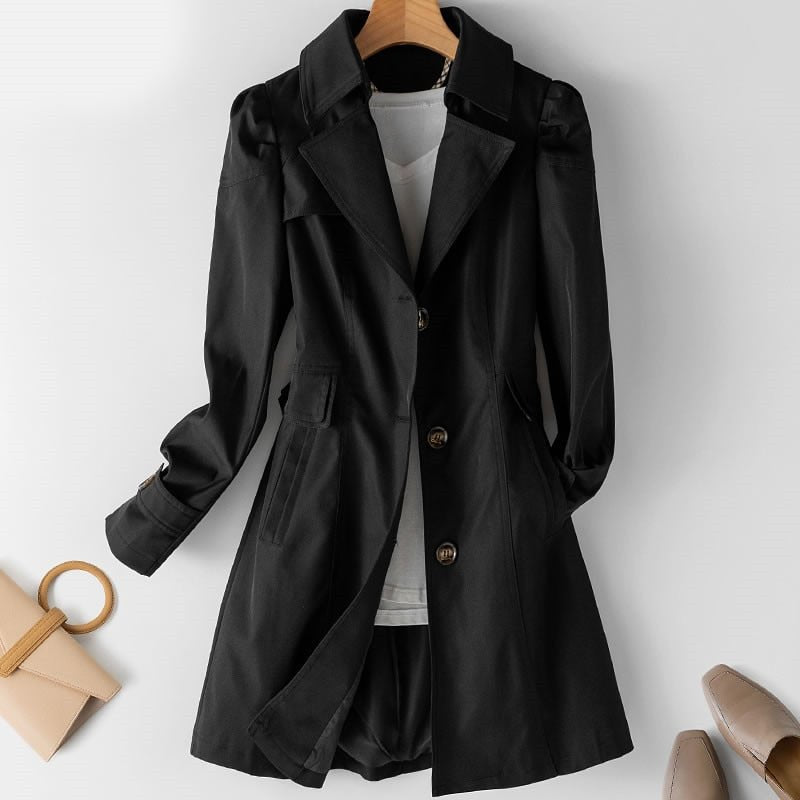 Long Trench Coat | Single Button Front with Tailored Style