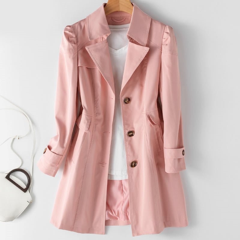 Long Trench Coat | Single Button Front with Tailored Style