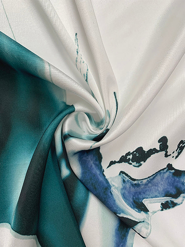 Chiffon Printed V-Neck Maxi Dress